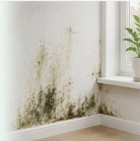 Mould growth on an interior wall